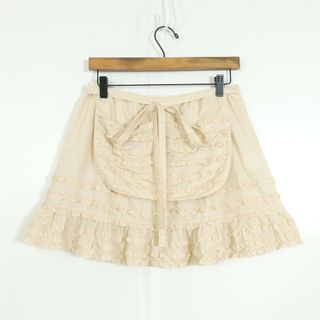 ピンクハウス(PINK HOUSE)の【美品】ピンクハウス★フリルいっぱいタブリエ 綿ローン ベージュ系 ラップデザイン ピコレース♪z14229(その他)