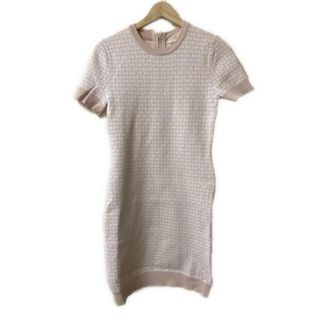 マイケルコース(MICHAEL KORS)のMICHAEL KORS(マイケルコース) ワンピース サイズS レディース - ピンクベージュ×白 クルーネック/半袖/ひざ丈(その他)