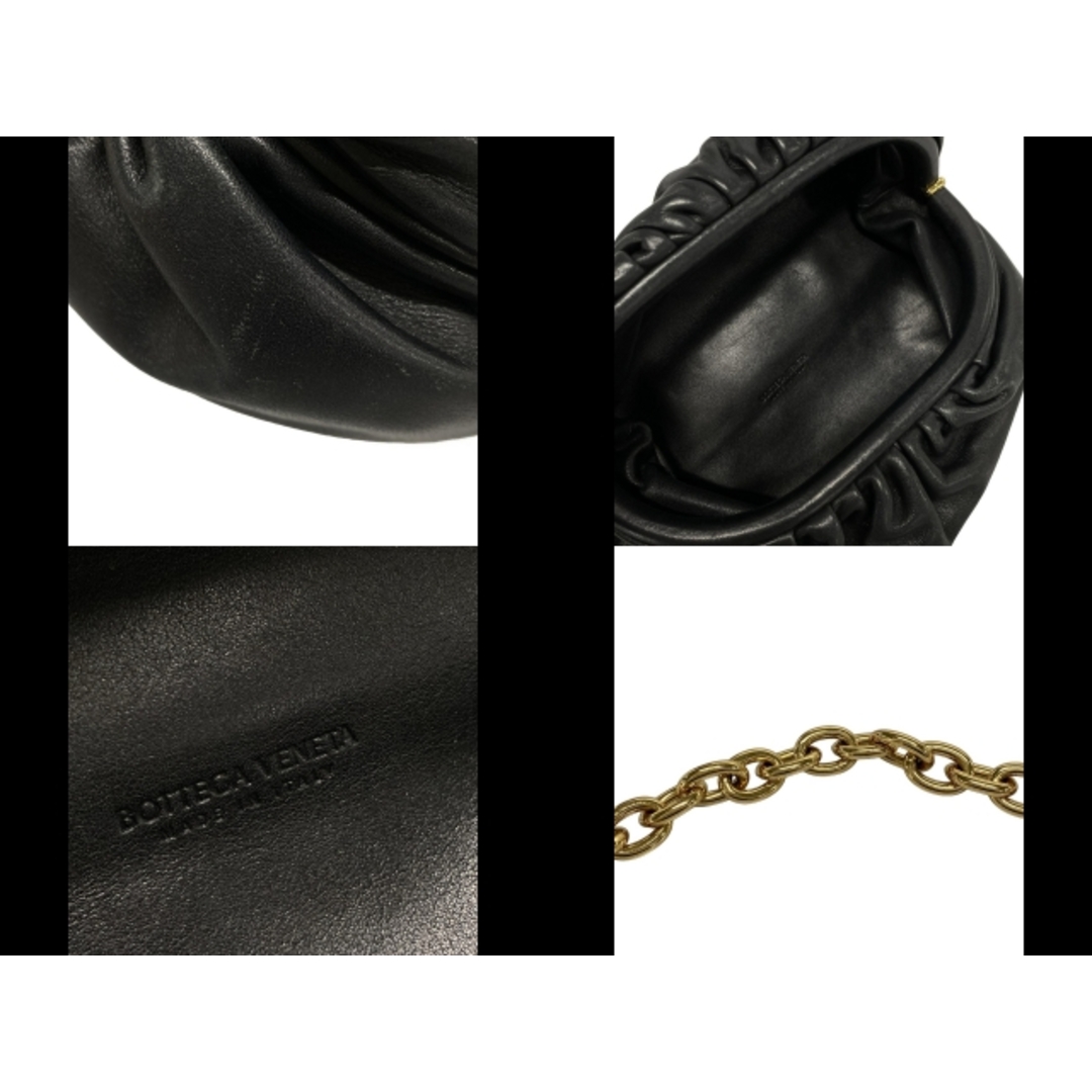 BOTTEGA VENETA 黒 レザー ショルダーバッグ 最高級 BOTTEGA VENETA ロゴ型押し レザー ショルダーバック 黒