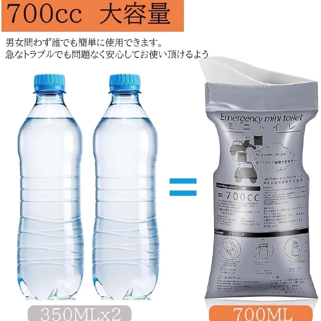 【10個セット】災害時 地震 車酔い 携帯用 簡易トイレ 防災グッズ キャンプ インテリア/住まい/日用品の日用品/生活雑貨/旅行(防災関連グッズ)の商品写真