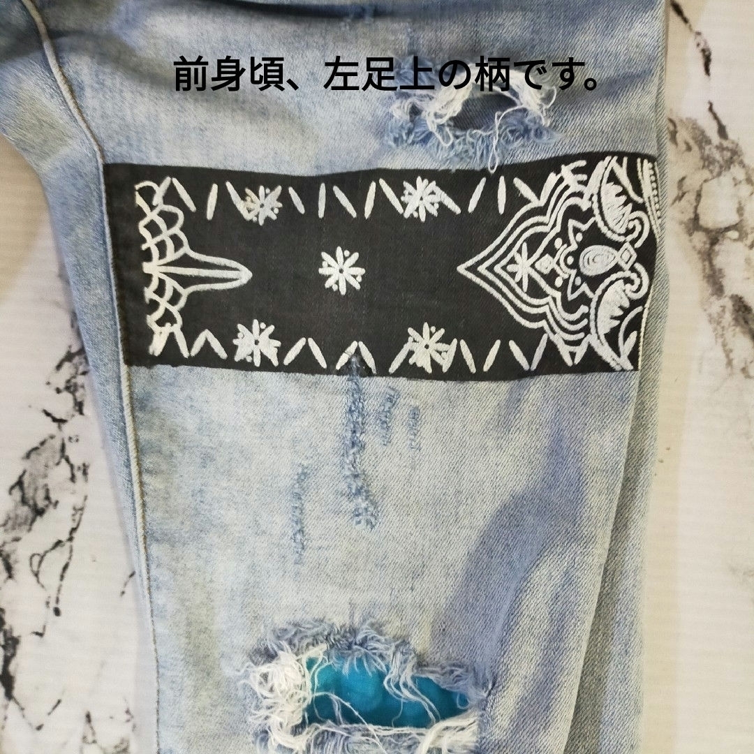 AMIRI アップリケ ダメージ ペイントスプラッター ジーンズ 人気 AMIRI アップリケ ダメージ ペイントスプラッター ジーンズ 人気