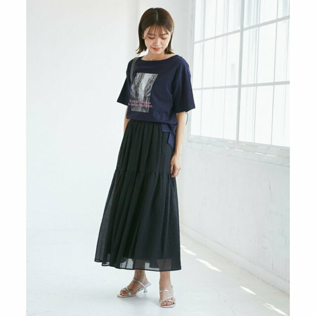 Rope' Picnic(ロペピクニック)の【ホワイト系（11）】オフショルプリントハーフスリーブTシャツ レディースのトップス(カットソー(長袖/七分))の商品写真