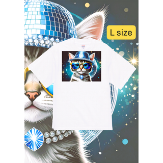 n241【新品未使用】ハイクオリティーＴシャツ 半袖 猫 メンズ Lサイズ(Tシャツ/カットソー(半袖/袖なし))