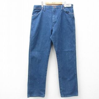 ラングラー(Wrangler)のW37★古着 ラングラー Wrangler ジーンズ メンズ コットン 紺 ネイビー デニム 25jul07 中古 ボトムス ジーパン Gパン ロング パンツ(ワークパンツ/カーゴパンツ)