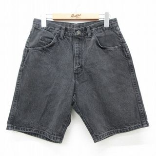 ラングラー(Wrangler)のW30★古着 ラングラー Wrangler ショート パンツ ショーツ メンズ コットン 黒 ブラック デニム 25jul07 中古 ボトムス 短パン ショーパン ハーフ(ワークパンツ/カーゴパンツ)