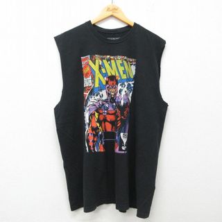 マーベル(MARVEL)のXL★古着 ノースリーブ Tシャツ メンズ マーベル X MEN コットン クルーネック 黒 ブラック 25jul07 中古(タンクトップ)