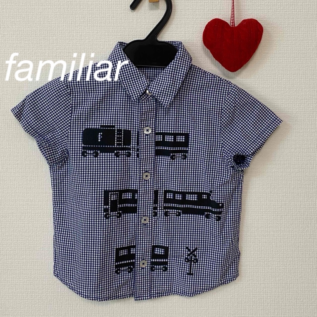 familiar - familiar チェックシャツ 100cm 電車柄の通販 by
