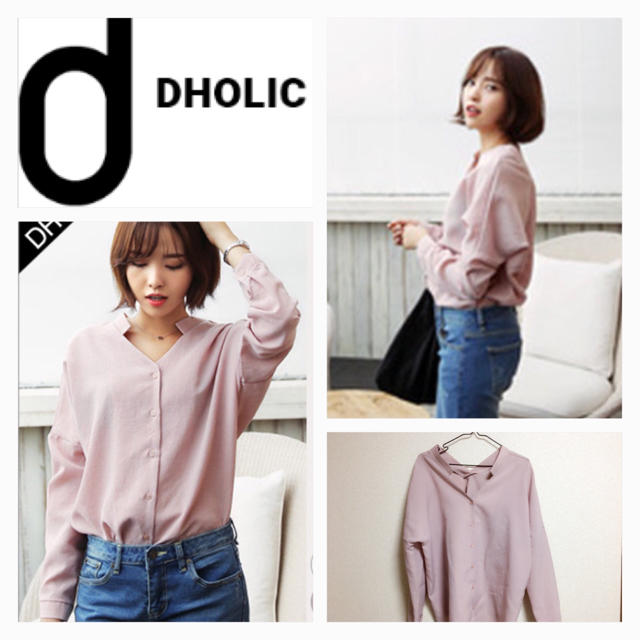 dholic(ディーホリック)のd holic / Vネックオーバーブラウス #pink レディースのトップス(シャツ/ブラウス(長袖/七分))の商品写真