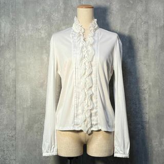 アマカ(AMACA)の名品☆AMACA アマカ ピンタック&フリル&カットワークレース ブラウス 40(シャツ/ブラウス(長袖/七分))