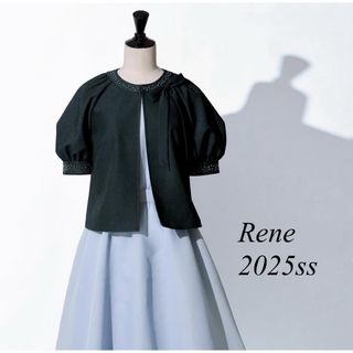 ルネ(René)のRene♡ 2025年 半袖ジャケット リボンブローチ付き(ノーカラージャケット)