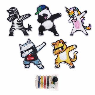 【色:多種の動物】サムコス 刺しゅうパッチ アイロンワッペン 5個入り アニメ動(その他)