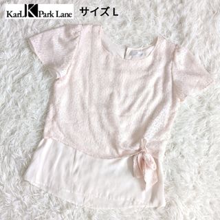 カールパークレーン(KarL Park Lane)の【美品】カールパークレーン　ブラウス　リボン付き　半袖　ピンク　サイズL(シャツ/ブラウス(半袖/袖なし))