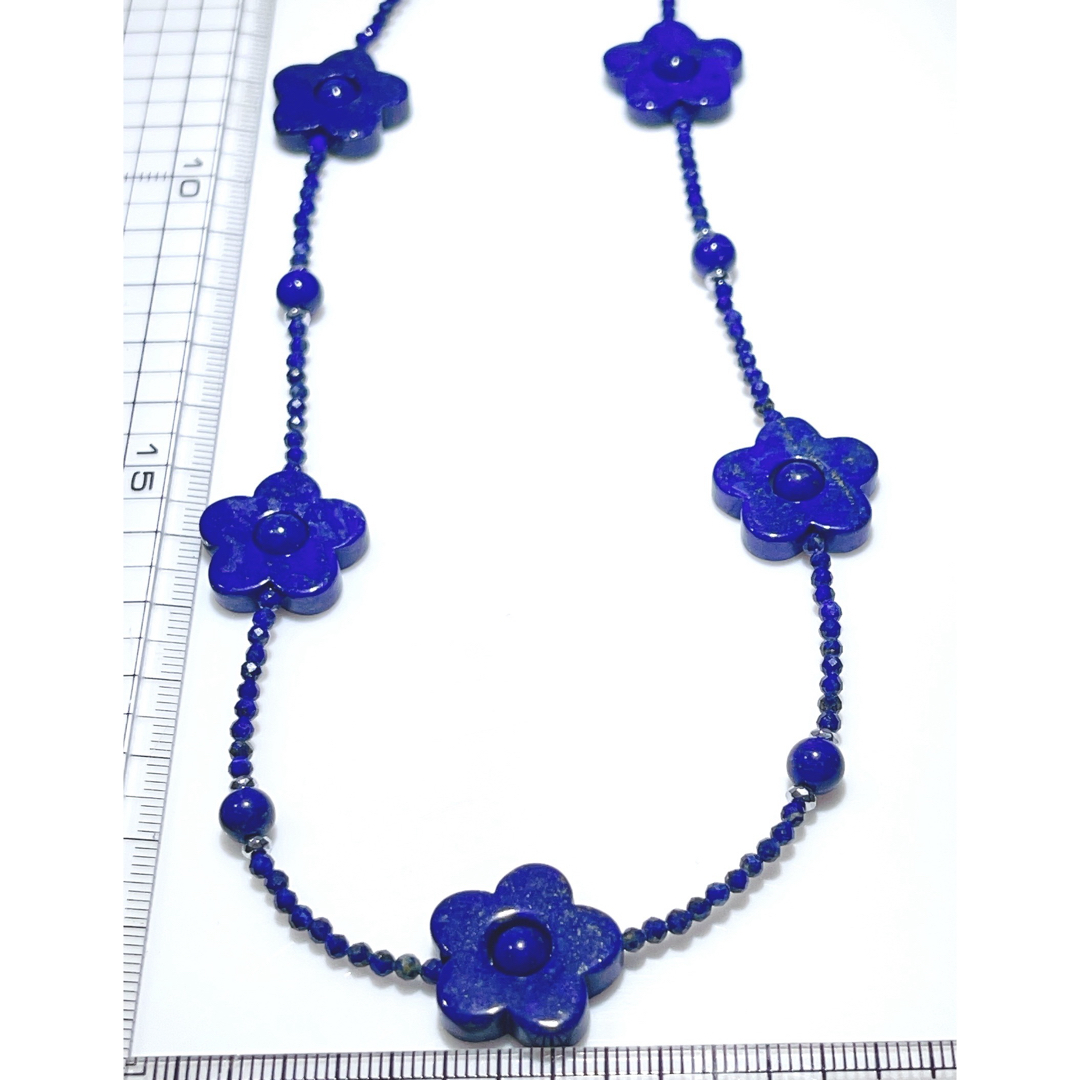 ラピスラズリデザインロングネックレスNO25-2058 ハンドメイドのアクセサリー(ネックレス)の商品写真