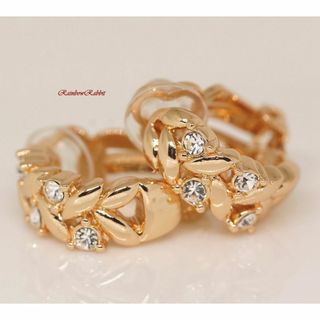 18K RGP ゴールド ダイヤ CZ フラワー イヤリング gp5548(イヤリング)
