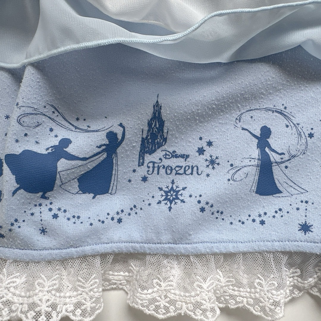 【MAJOLICA】KIDS120　水色白　シアーフレア付スカート　ディズニー キッズ/ベビー/マタニティのキッズ服女の子用(90cm~)(スカート)の商品写真