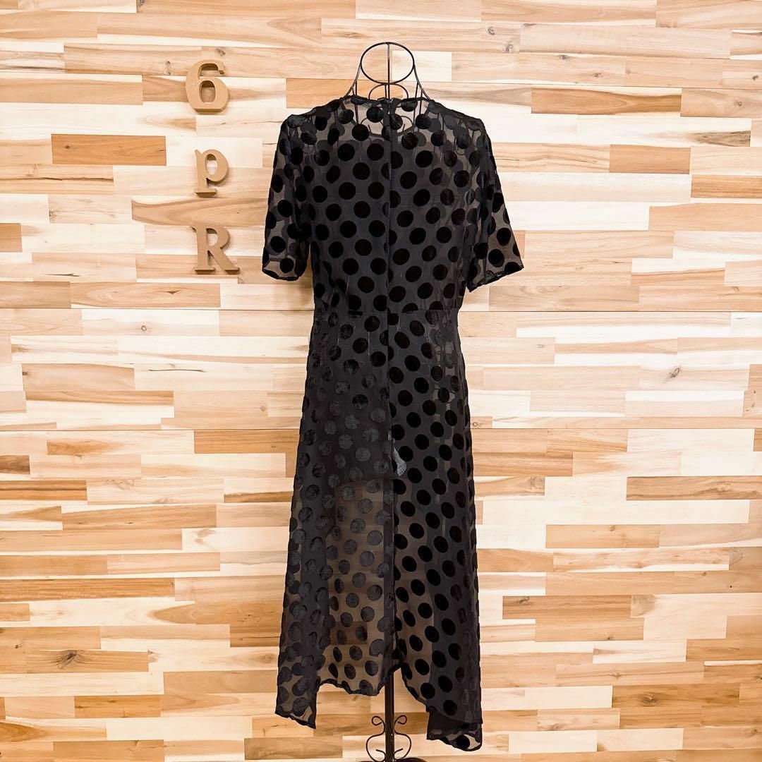 【ザラ】透け感シアー フィッシュテール ロング ドレス ワンピース ドット M黒 ZARA - 【ザラ】透け感シアー フィッシュテール ロング ドレス