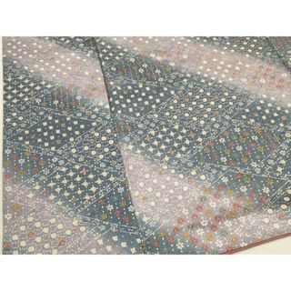平和屋着物■上質な小紋　花菱文　暈し染め　金彩　正絹　逸品　DAAU1555xg(着物)
