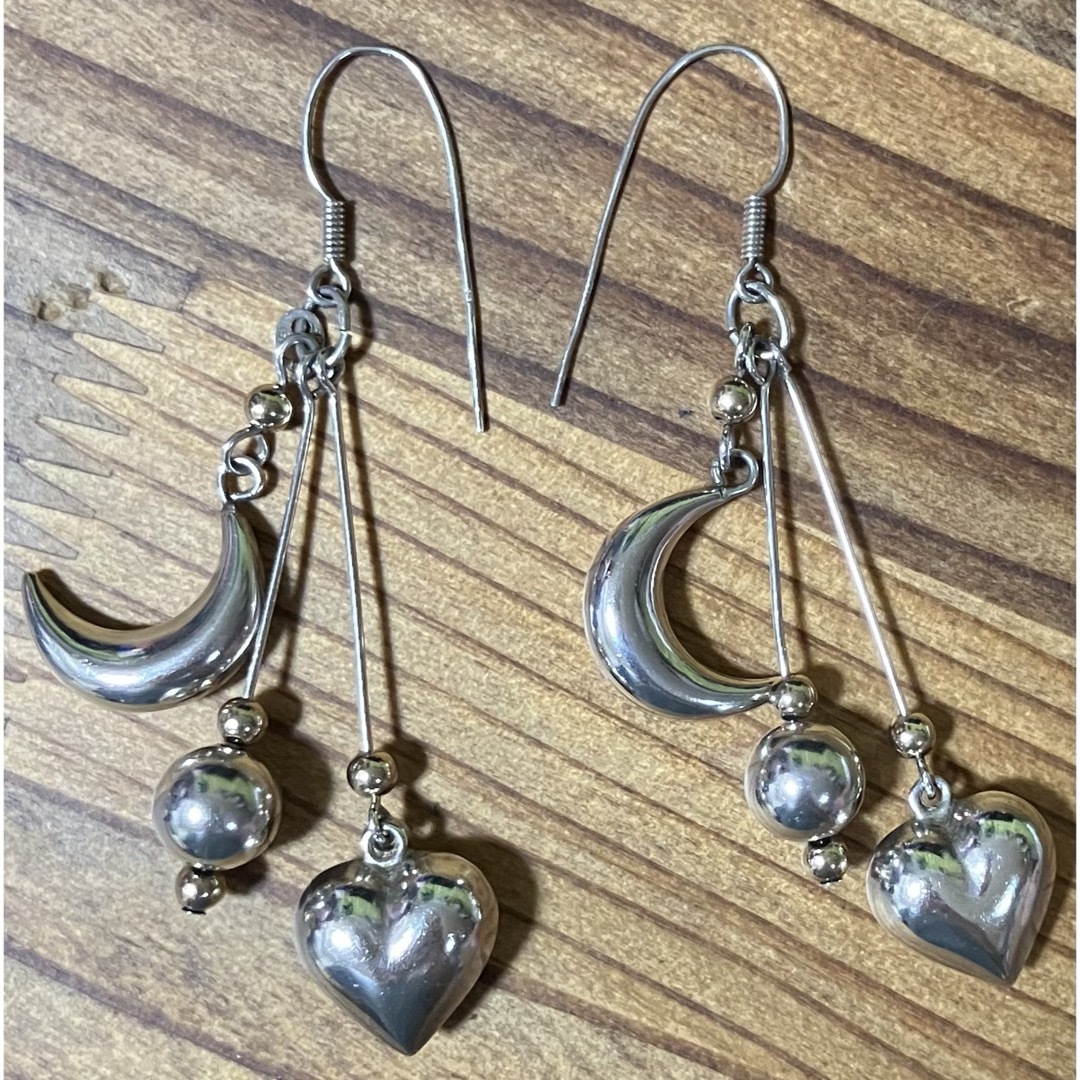 Ron Herman(ロンハーマン)のvintage silver 925 ピアス 月 ハート ロングピアス レディースのアクセサリー(ピアス)の商品写真