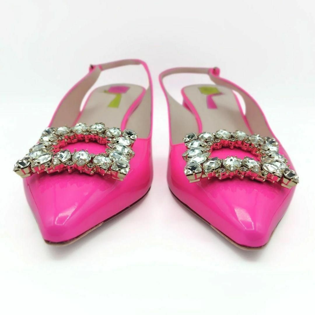 ROGER VIVIER(ロジェヴィヴィエ)のロジェヴィヴィエ パテント スリングバック ヴィルギュル ビジュー パンプス レディースの靴/シューズ(ハイヒール/パンプス)の商品写真