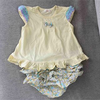 ニットプランナー(KP)のCUTESY KP フリルトップス　花柄パンツ　80サイズ(Tシャツ/カットソー)