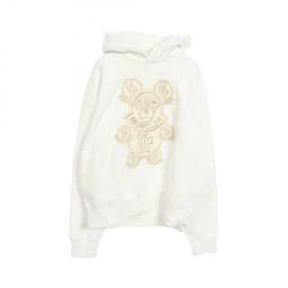 モンクレール(MONCLER)のモンクレール MONCLER ベアロゴパッチ フーディ パーカー 衣料品 トップス コットン メンズ ホワイト系 8G00080 【中古】(パーカー)