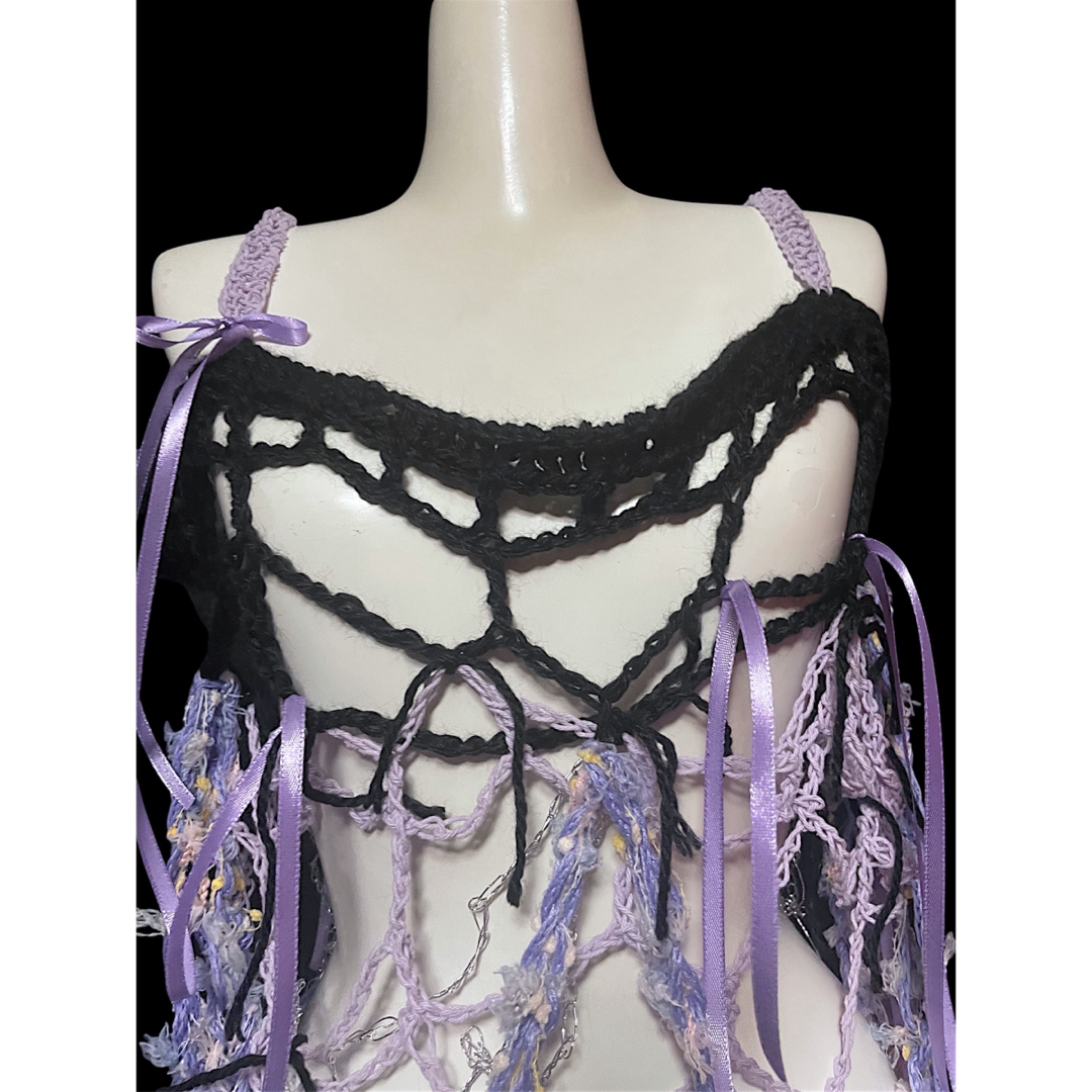 - melt knit - Black purple  camisole レディースのトップス(キャミソール)の商品写真