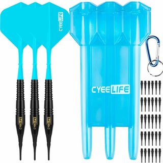 【色:ブルー】CyeeLife 16g 純銅のソフトチップダーツセッ+ケース ホ