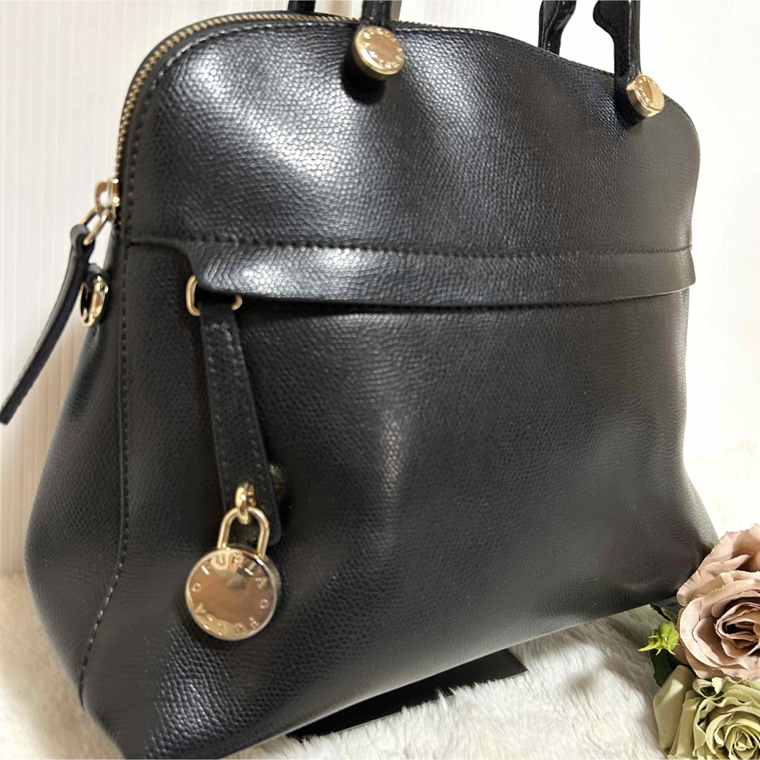 美品　FURLA フォーマル　2way ハンドバッグ　ブラック FURLA - FURLA フルラ 2way ショルダー ハンドバッグ フォーマル