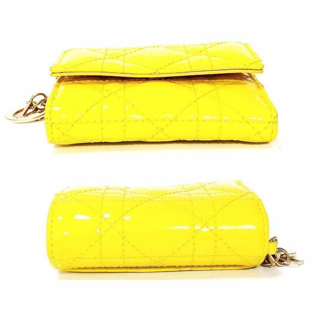 Lady Dior ロータスウォレットイエローミニ折り財布黄色箱リボンつき