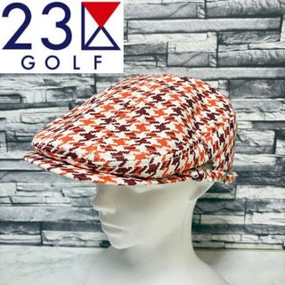 ニジュウサンクゴルフ(23区GOLF)の【23区 GOLF】美品　千鳥柄ハンチングハット　ゴルフ　メンズ　帽子(ウエア)