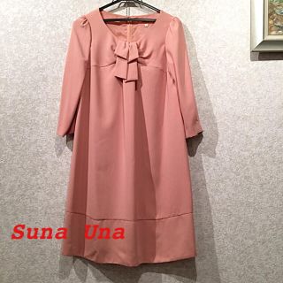 スーナウーナ(SunaUna)の【美品】スーナウーナ  パフスリーブの襟元2wayワンピース(ひざ丈ワンピース)