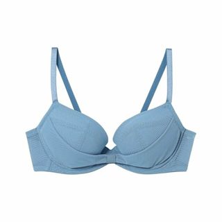 ウンナナクール(une nana cool)の【グレイッシュブルー】胸もとフィットをリボンでキープ リボンブラ(その他)