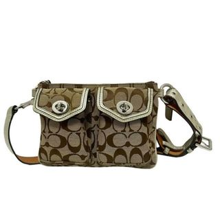コーチ(COACH)のCOACH(コーチ) ショルダーバッグ シグネチャー柄 カーキ×シルバー レザー(ショルダーバッグ)