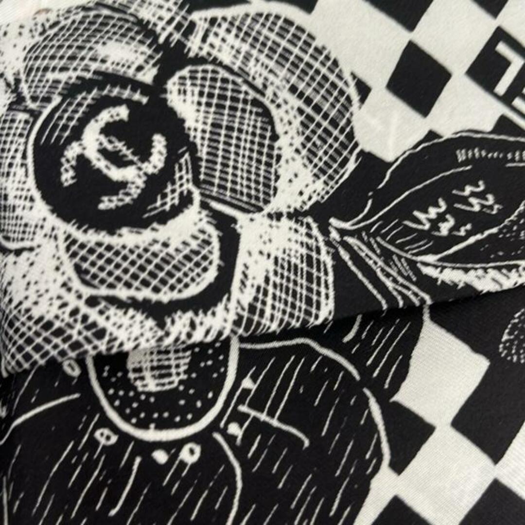 【CHANEL】シャネル スカーフ シルク CCロゴ カメリア CHANEL - CHANEL(シャネル) スカーフ美品 - 黒×白 リボン