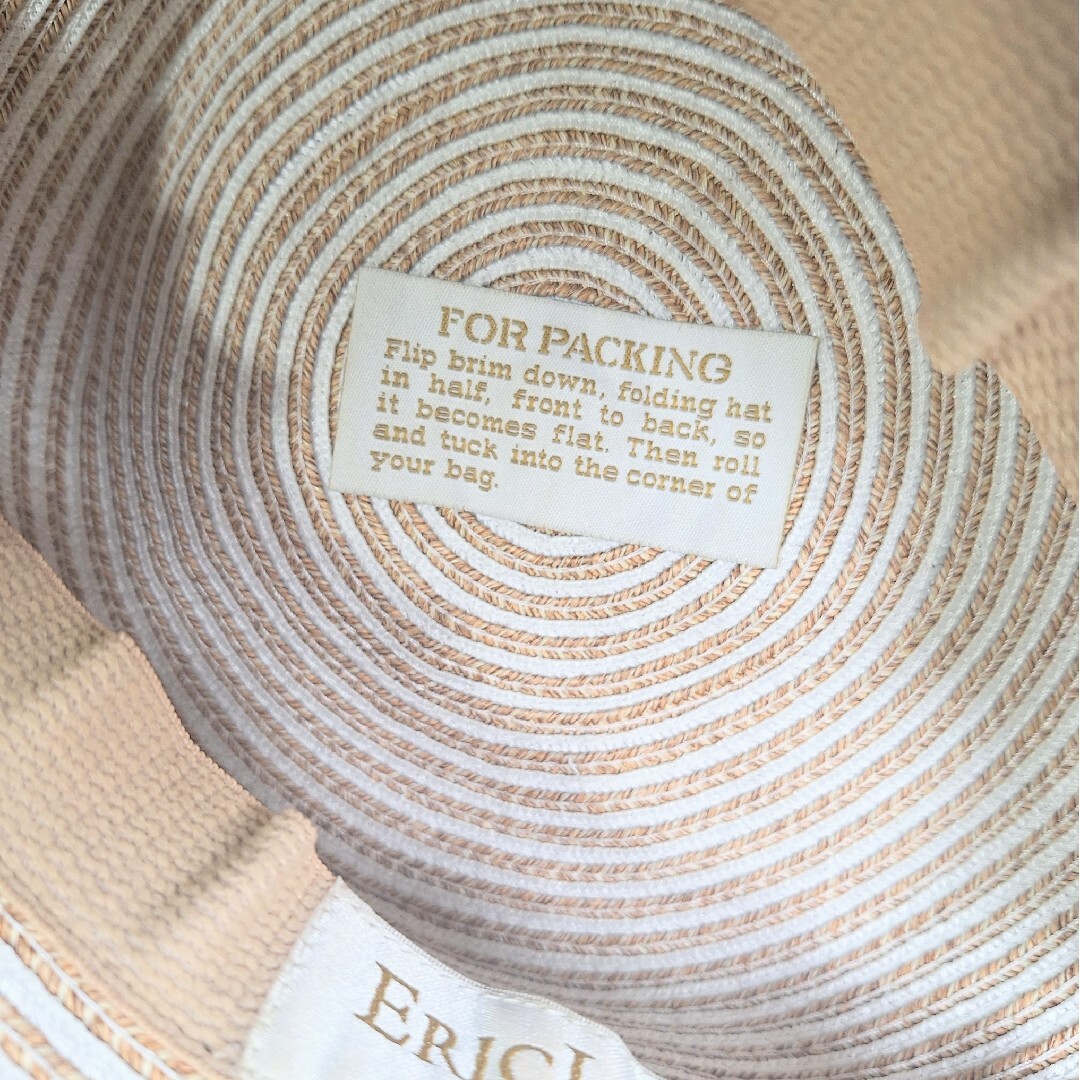 ERICJAVITS NewYork 麦わら帽子 未使用 上品 ベージュ エリッの