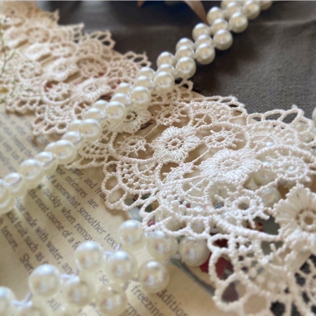 ✳︎ドゥエンリング∬✳︎∬✳︎ 紅茶染め、繊細で上品なレース - ハンドメイド ハンドメイドの素材/材料(各種パーツ)の商品写真