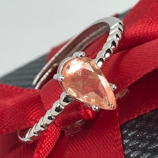 インドジュエリー オレゴンサンストーンペアシェイプ シルバー925リング(リング(指輪))