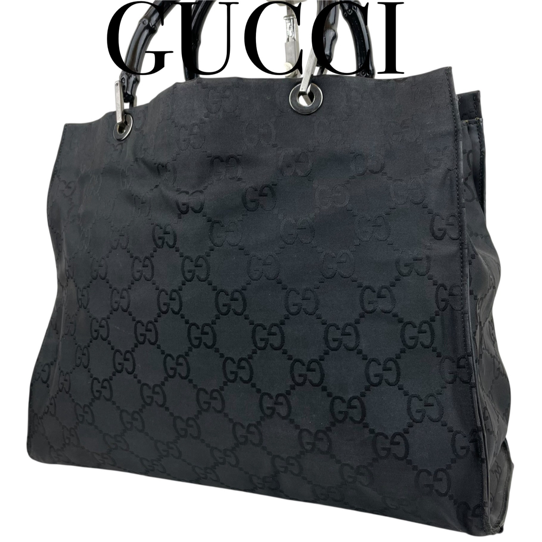 GUCCI(グッチ)の✨美品　GUCCI グッチ　ハンドバッグ　バンブー　GGナイロン　0021010 レディースのバッグ(ハンドバッグ)の商品写真