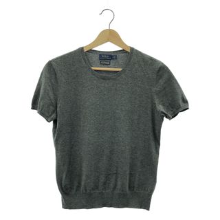 ポロラルフローレン(POLO RALPH LAUREN)のPOLO RALPH LAUREN / ポロラルフローレン | コットン ロゴ刺しゅう 半袖 ニット | S | グレー | レディース(ニット/セーター)