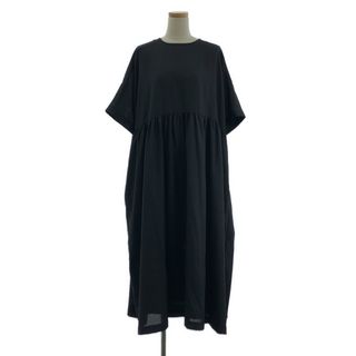 【新品】  foufou / フーフー | 2025SS | dolman sleeve gather one piece 半袖 ギャザー ロングワンピース | 1 | ブラック | レディース(ロングワンピース/マキシワンピース)