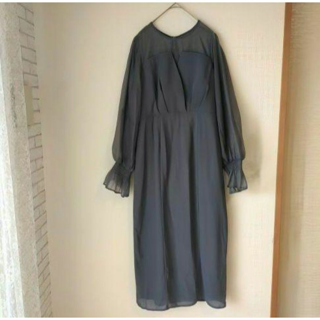 美品 epic day ボリュームスリーブシフォン LL 大きい ゆったり レディースのフォーマル/ドレス(ロングドレス)の商品写真