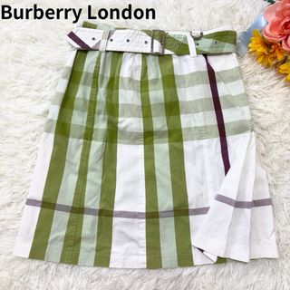 バーバリー(BURBERRY)の希少カラー　バーバリーロンドン　スカート　プリーツ　ギガチェック　ベルト(ひざ丈スカート)
