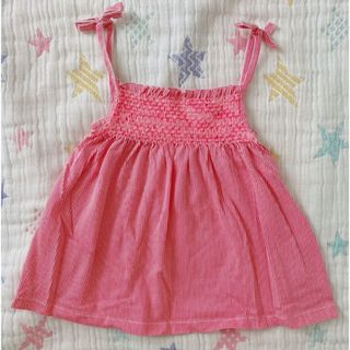ザラ(ZARA)の☆美品☆ZARA☆タイストラップ付スモッキングトップス☆キャミソール(Tシャツ/カットソー)