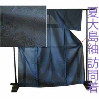 「縁」150ｃｍ～156ｃｍ 夏物 夏大島紬 訪問着 径横絣 正絹 Ｂ２７４