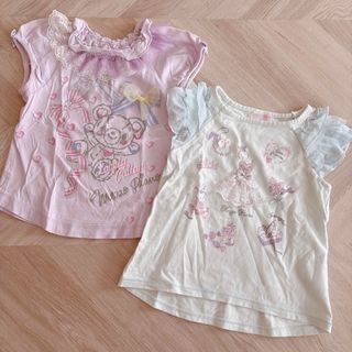 mezzo piano - 110cm メゾピアノ 半袖 Tシャツ ２枚 パープル ミントグリーン トップス
