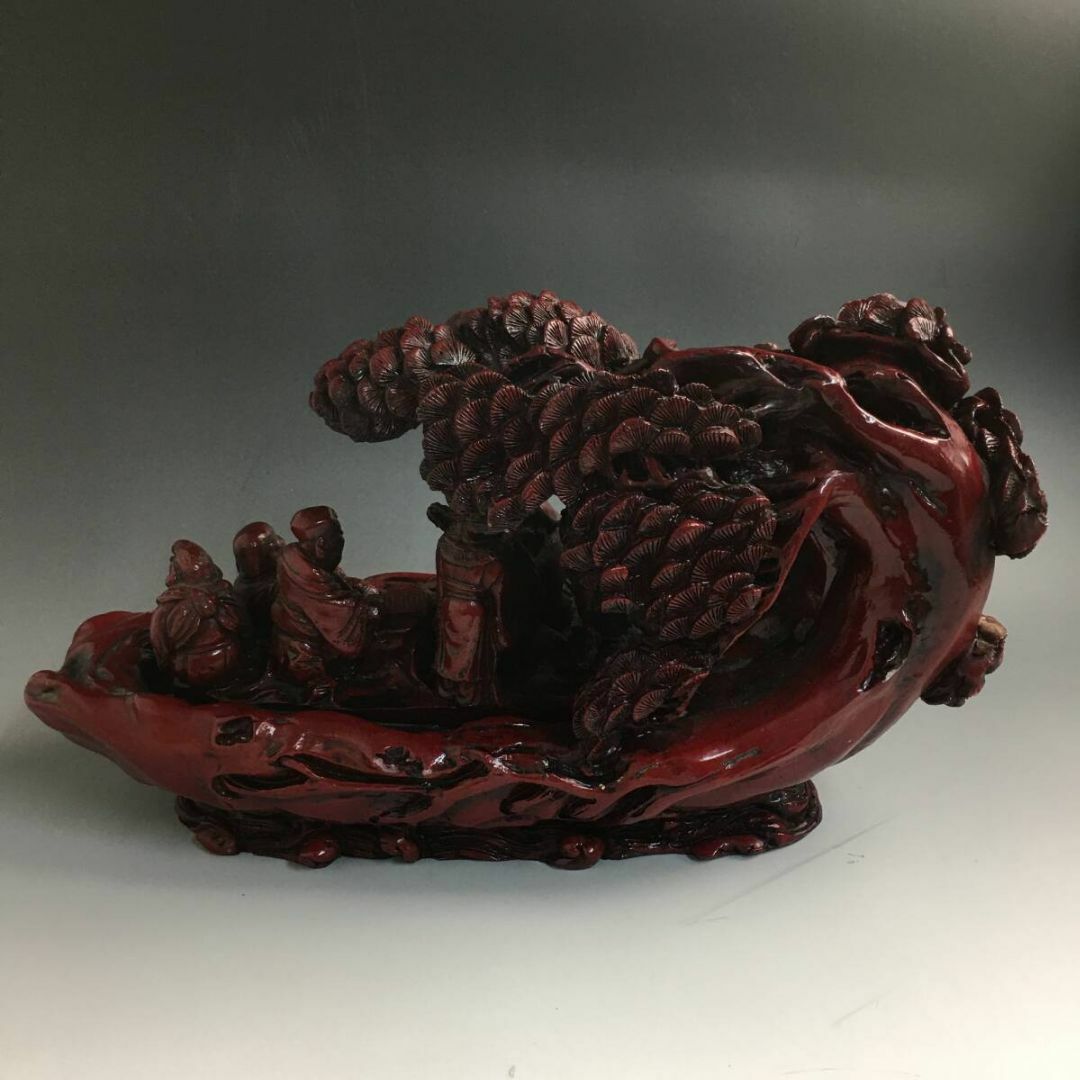 七福神 中国 八仙人 置物 縁起物 重さ6590g 金運 赤茶色 赤石