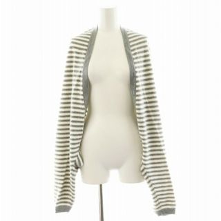 CHANEL - シャネル カーディガン ボーダー カシミヤ シルク混 絹 38 グレー