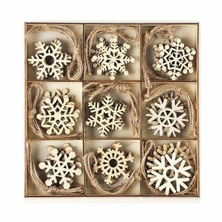 GOODCHI クリスマス オーナメント 木製 北欧 雪の結晶 木材チップ 木製(その他)