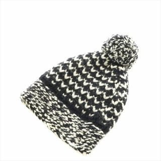 ステラマッカートニー(Stella McCartney)のステラマッカートニー ニット帽 帽子 ボンボン付き アンゴラ混ウール 黒 白(その他)