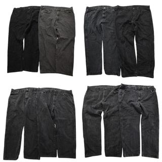 古着卸 まとめ売り RUSTLER ラスラー ブラックデニム パンツ 8枚セット (メンズ 46 /44 ) アメカジ フェード 中古 古着 NB2446(その他)